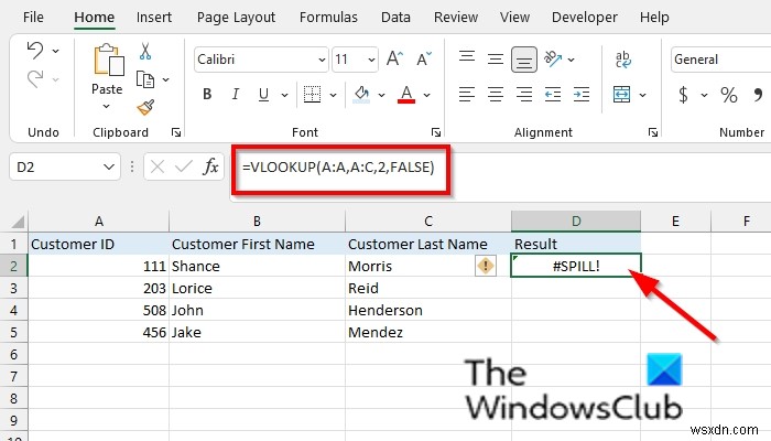 Cách sửa lỗi SPILL trong Excel