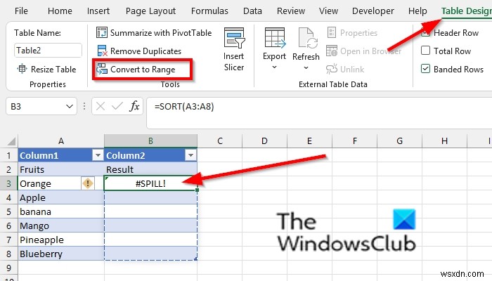 Cách sửa lỗi SPILL trong Excel