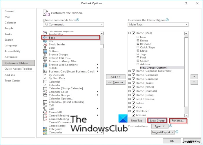 Cách thêm nút Quay lại và Chuyển tiếp vào Ruy băng Outlook 