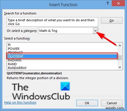 Cách sử dụng hàm Quotient trong Excel 