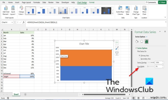 Cách tạo Biểu đồ nhiệt kế trong Excel 