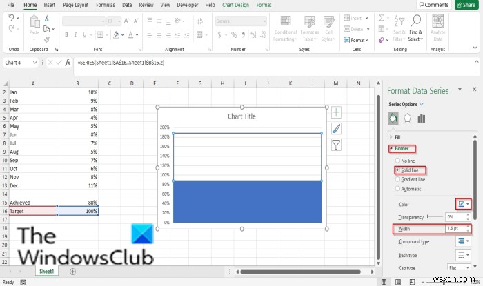 Cách tạo Biểu đồ nhiệt kế trong Excel 