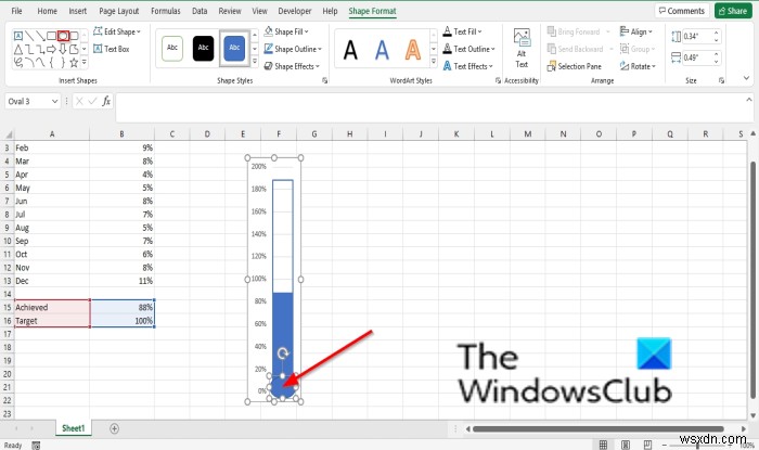 Cách tạo Biểu đồ nhiệt kế trong Excel 