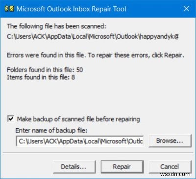 Lỗi 0x80070057 Sổ địa chỉ ngoại tuyến Outlook sẽ không tải xuống 