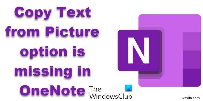 Tùy chọn OneNote Copy Text from Picture bị thiếu 