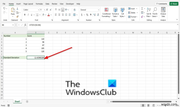 Cách sử dụng hàm STDEV (Độ lệch chuẩn) trong Excel 