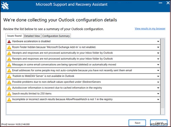 Sử dụng Chẩn đoán nâng cao trong Hỗ trợ của Microsoft và Hỗ trợ khôi phục để khắc phục sự cố Outlook 