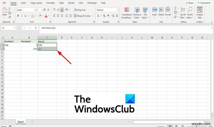 Cách sử dụng hàm IMSUB trong Microsoft Excel 