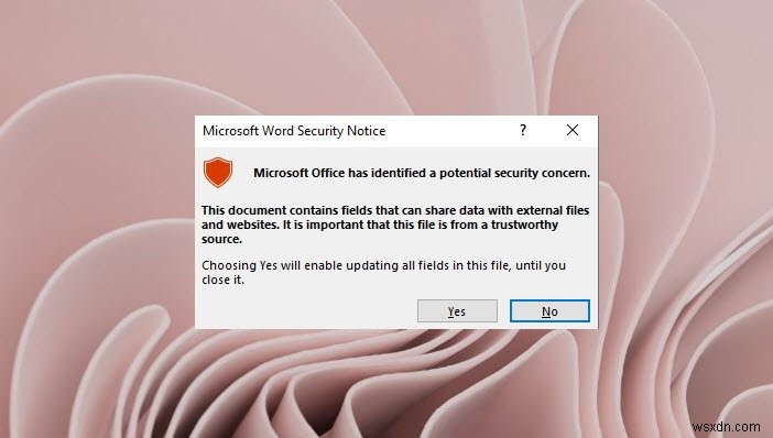 Microsoft Office đã xác định được mối quan tâm tiềm ẩn về bảo mật 
