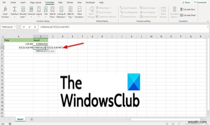 Cách sử dụng hàm TIMEVALUE trong Microsoft Excel 