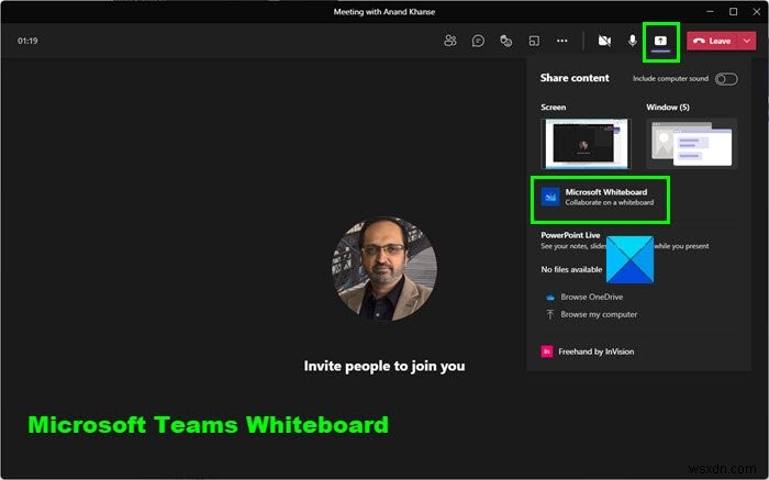 Cách sử dụng Whiteboard trong Microsoft Teams 
