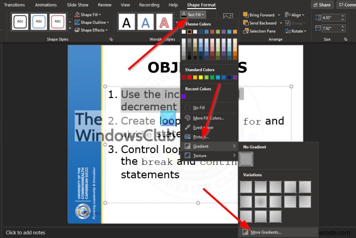Cách thêm Văn bản nhiều màu vào trang chiếu Microsoft PowerPoint 