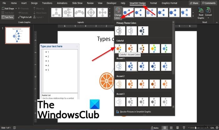 Cách tạo Danh sách Radial trong PowerPoint 