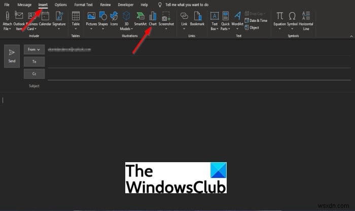 Cách chèn Biểu đồ trong email Outlook 