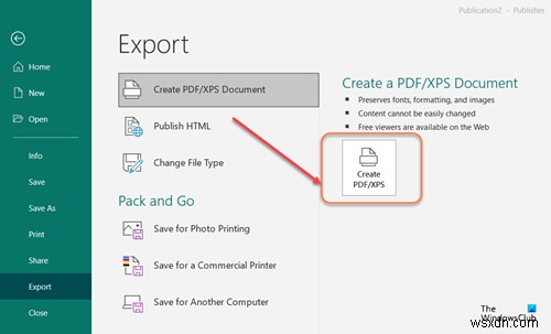 Cách chuyển đổi tệp Publisher sang PDF 