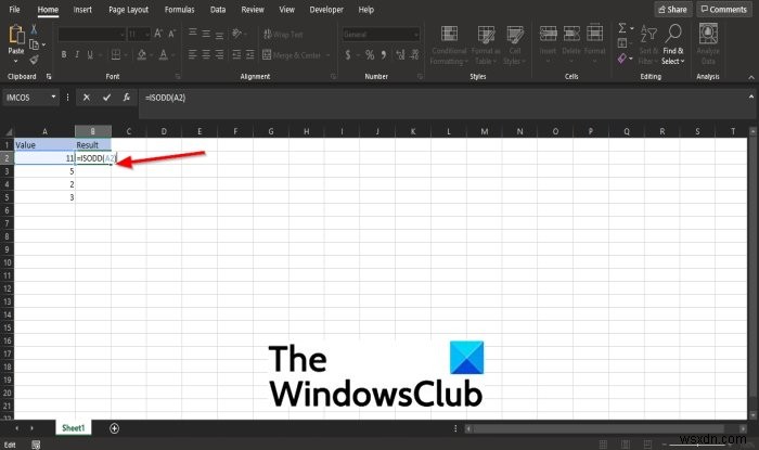 Cách sử dụng hàm ISODD trong Microsoft Excel 