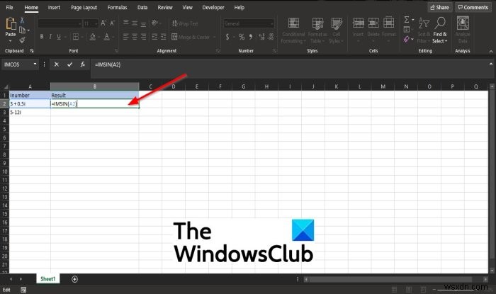 Cách sử dụng hàm IMSIN trong Microsoft Excel 