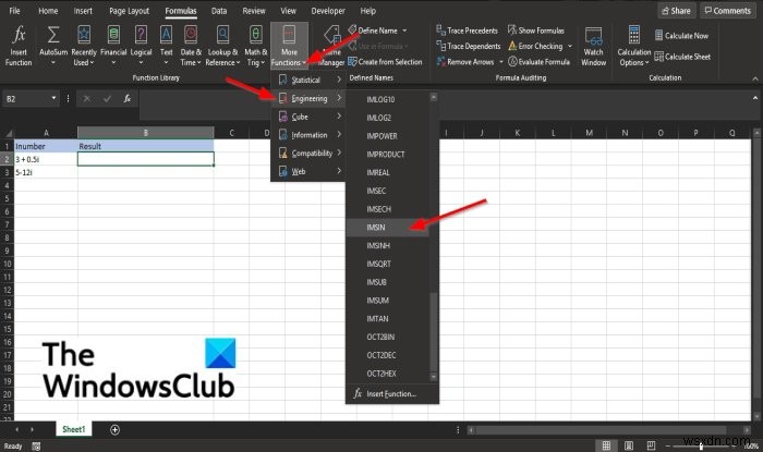 Cách sử dụng hàm IMSIN trong Microsoft Excel 