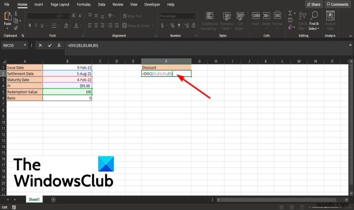 Cách sử dụng hàm DISC trong Microsoft Excel 