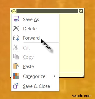 Cách đính kèm Sticky Note vào thư Outlook 