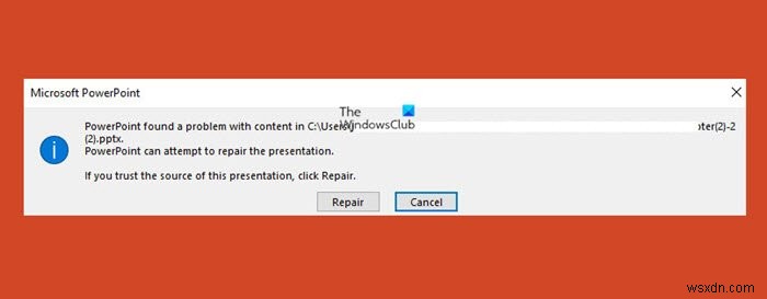 Fix PowerPoint tìm thấy sự cố với nội dung 