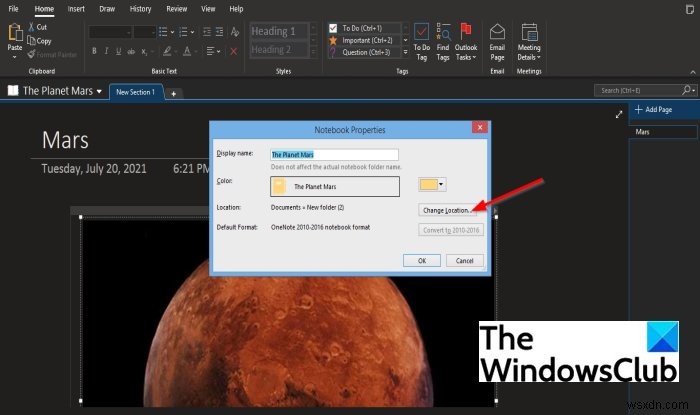 Cách thay đổi Tên, Màu sắc, Vị trí của sổ ghi chép OneNote của bạn 