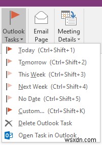 Cách tạo các tác vụ Outlook trong OneNote 
