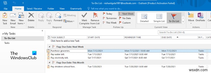 Cách tạo các tác vụ Outlook trong OneNote 