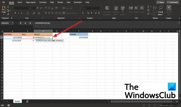 Cách sử dụng hàm WORKDAY trong Microsoft Excel 