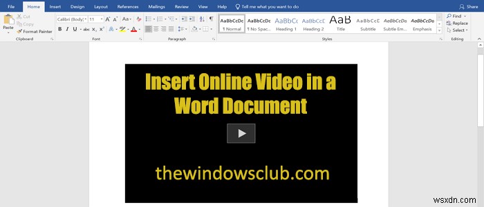 Cách chèn Video Trực tuyến vào Tài liệu Word 