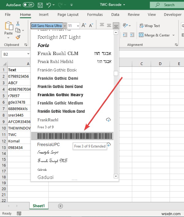 Cách tạo mã vạch trong Microsoft Excel 