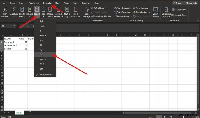 Cách sử dụng hàm OR trong Excel để xác định xem một điều kiện có đúng không 