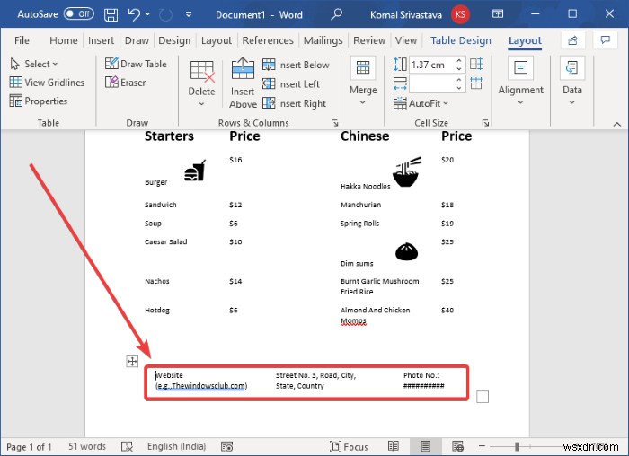 Cách tạo Thực đơn nhà hàng trong Microsoft Word 