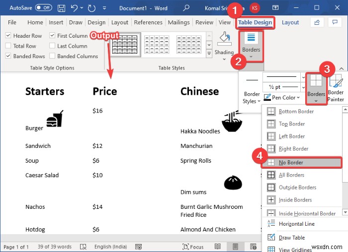 Cách tạo Thực đơn nhà hàng trong Microsoft Word 