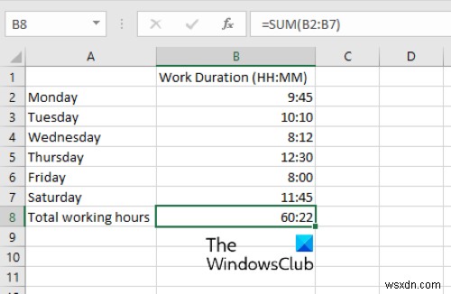 Cách thêm hoặc tính tổng Thời gian trong Microsoft Excel 