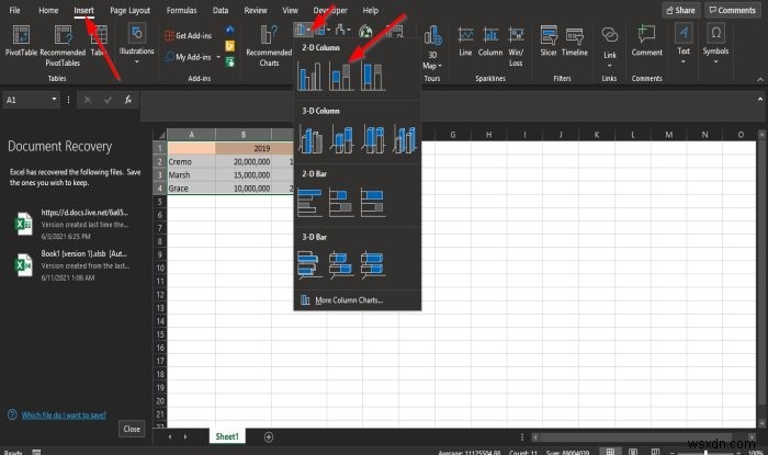 Cách chuyển đổi Hàng và Cột trong Biểu đồ Excel 