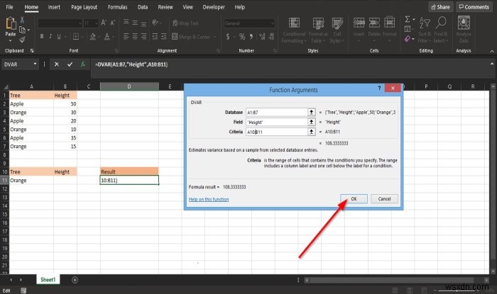 Cách sử dụng hàm DVAR trong Microsoft Excel 