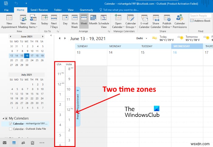 Cách hiển thị hai Múi giờ trong Lịch Outlook 