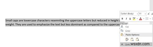 Cách thực hiện Small Caps trong Microsoft Word