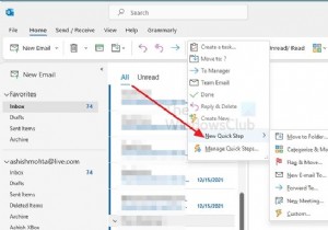 Cách tạo các Bước nhanh trong Outlook 