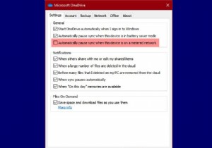 Tiếp tục hoặc Tạm dừng đồng bộ OneDrive khi thiết bị ở trên mạng được đo lường 