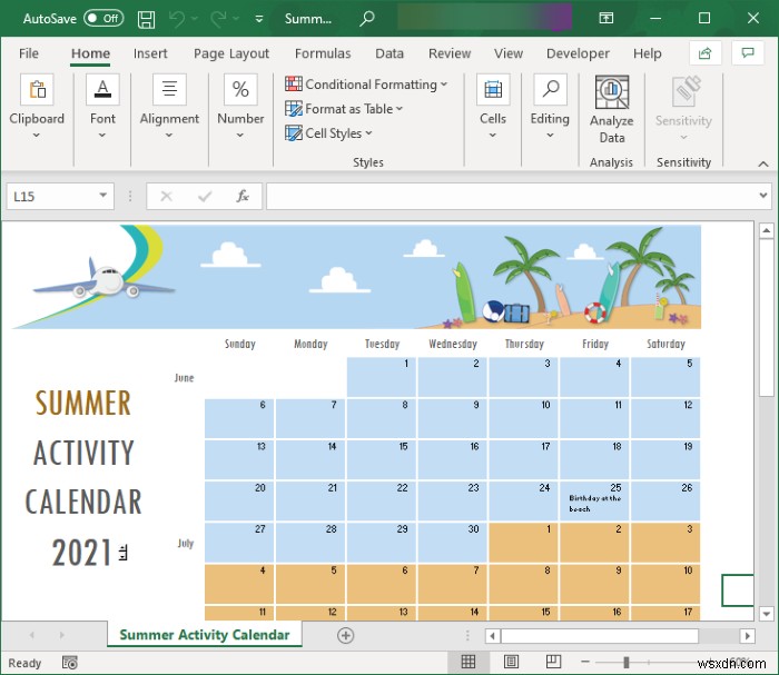 Cách tạo Lịch trong Microsoft Excel 