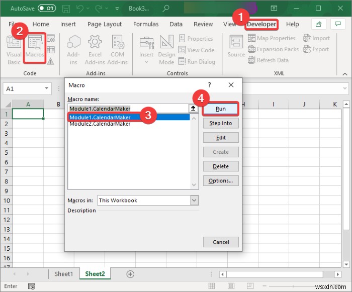 Cách tạo Lịch trong Microsoft Excel 