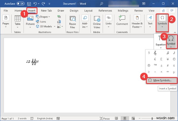 Cách chèn nốt nhạc và ký hiệu trong Microsoft Word 