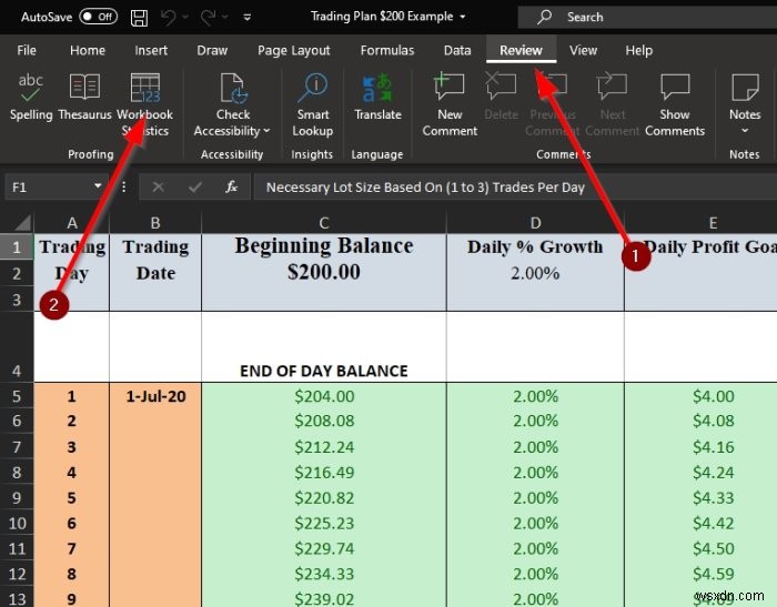 Cách xem và theo dõi thống kê sổ làm việc Excel 