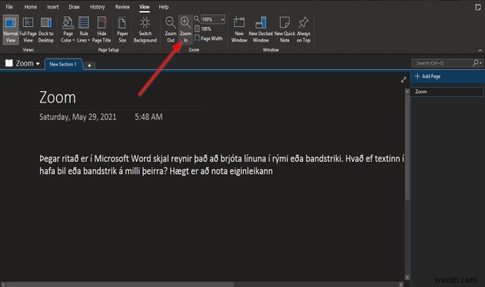 Cách phóng to và thu nhỏ trong OneNote trên Windows 11/10 