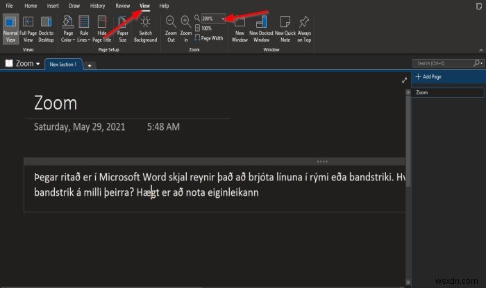 Cách phóng to và thu nhỏ trong OneNote trên Windows 11/10 