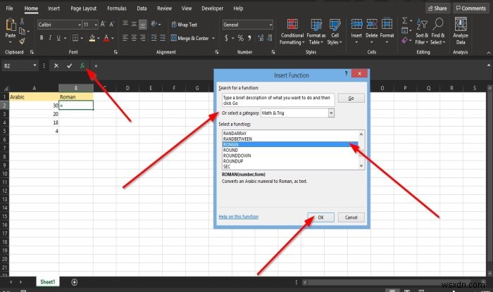 Cách sử dụng hàm ROMAN trong Microsoft Excel 