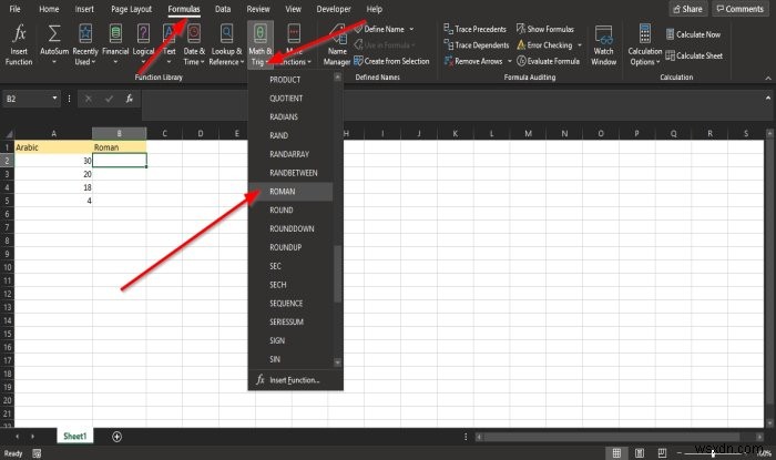 Cách sử dụng hàm ROMAN trong Microsoft Excel 