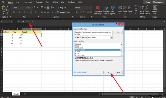 Cách sử dụng hàm RANDBETWEEN trong Excel 